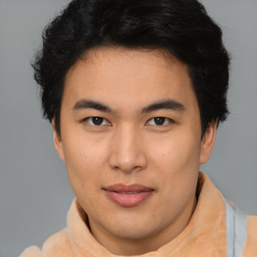 Neutral latino young-adult male with short  brown hair and brown eyes