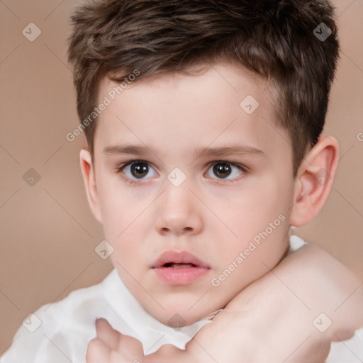 Neutral white child male with short  brown hair and brown eyes