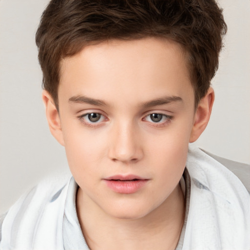 Neutral white child male with short  brown hair and brown eyes