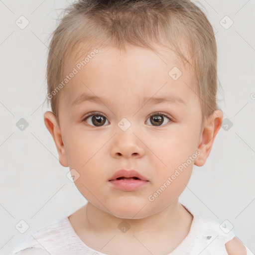 Neutral white child male with short  brown hair and brown eyes