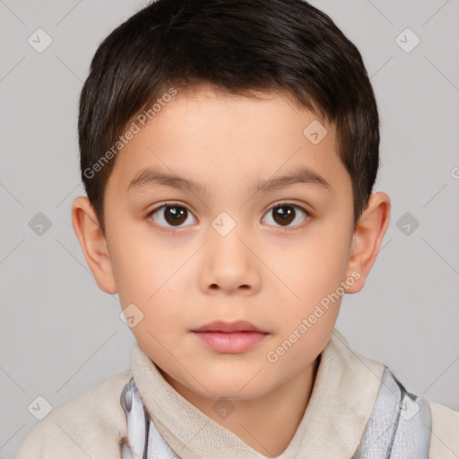 Neutral white child male with short  brown hair and brown eyes