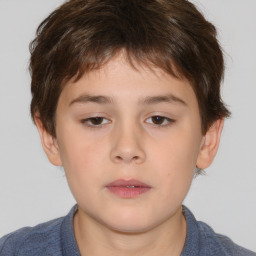 Neutral white child male with short  brown hair and brown eyes