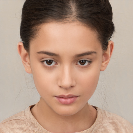 Neutral white child female with short  brown hair and brown eyes