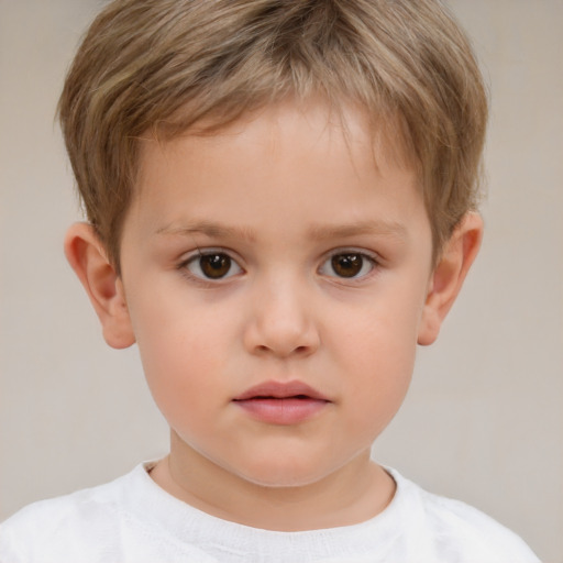 Neutral white child male with short  brown hair and brown eyes