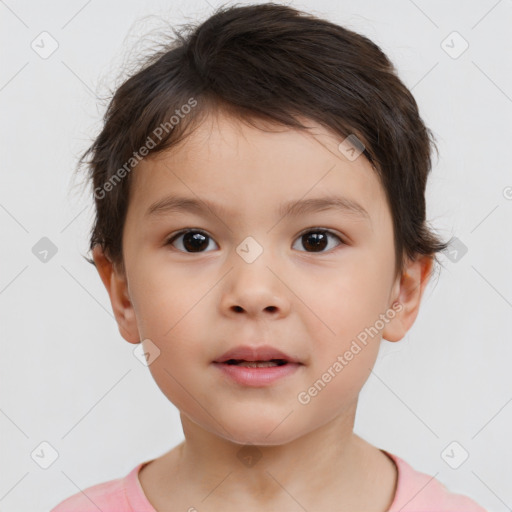 Neutral white child male with short  brown hair and brown eyes