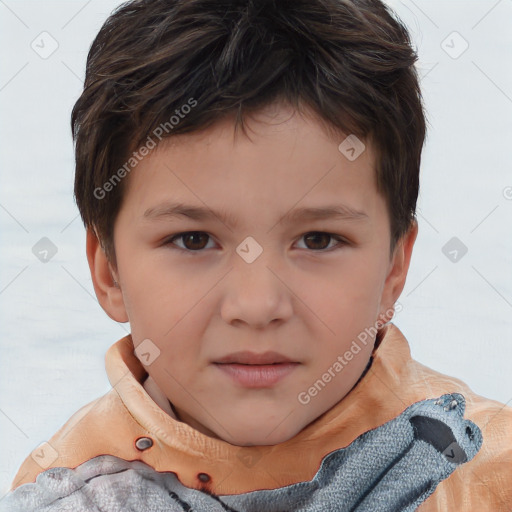 Neutral white child male with short  brown hair and brown eyes