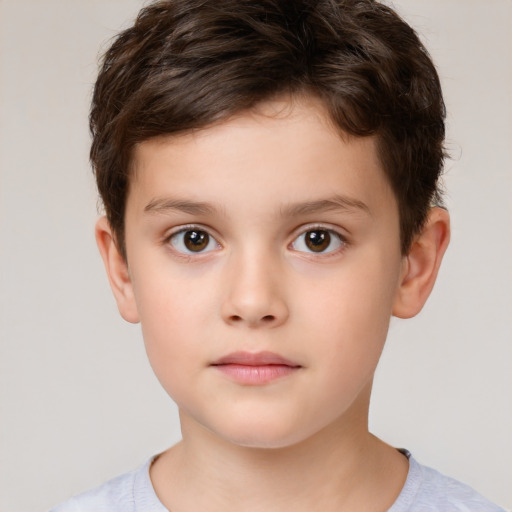 Neutral white child male with short  brown hair and brown eyes