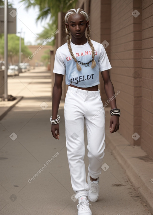 Sudanese teenager boy with  white hair