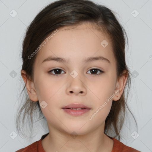 Neutral white child female with medium  brown hair and brown eyes