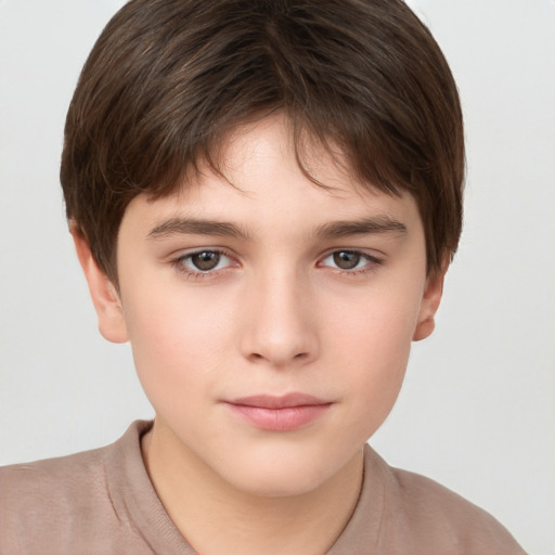 Neutral white child male with short  brown hair and brown eyes