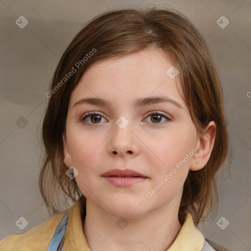 Neutral white child female with medium  brown hair and brown eyes