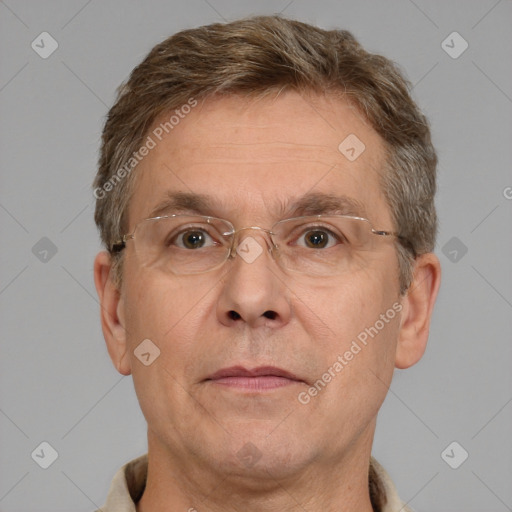 Neutral white adult male with short  brown hair and brown eyes