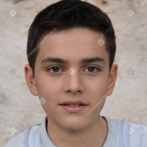 Neutral white child male with short  brown hair and brown eyes