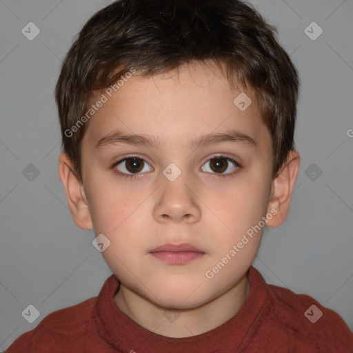 Neutral white child male with short  brown hair and brown eyes