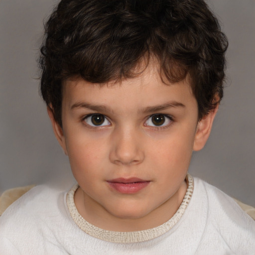 Neutral white child male with short  brown hair and brown eyes