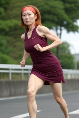 Japanese middle-aged female with  ginger hair