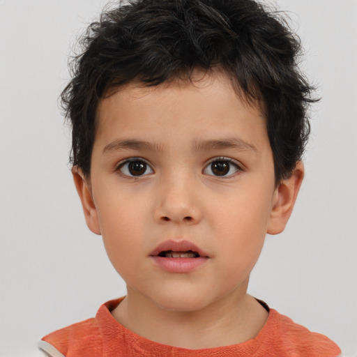 Neutral white child male with short  brown hair and brown eyes