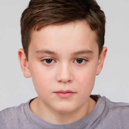 Neutral white child male with short  brown hair and brown eyes