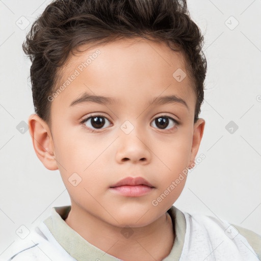 Neutral white child female with short  brown hair and brown eyes