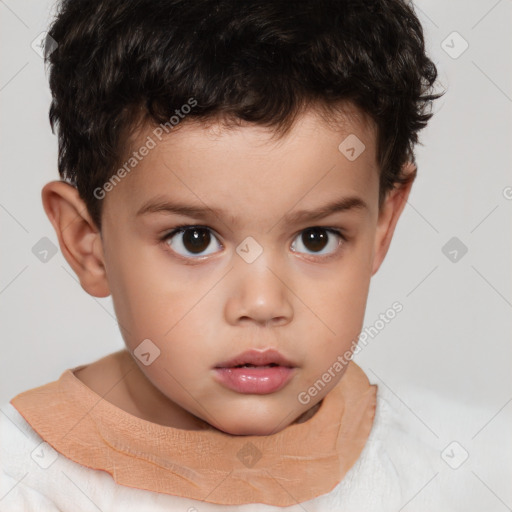 Neutral white child male with short  brown hair and brown eyes