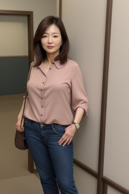 Korean middle-aged female with  brown hair