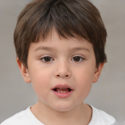 Neutral white child male with short  brown hair and brown eyes