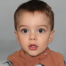 Neutral white child male with short  brown hair and brown eyes