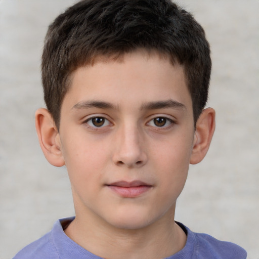 Neutral white child male with short  brown hair and brown eyes