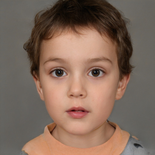 Neutral white child male with short  brown hair and brown eyes