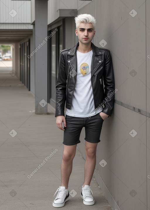 Lebanese young adult male with  white hair