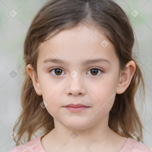 Neutral white child female with medium  brown hair and brown eyes