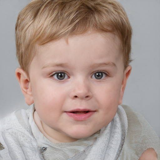 Neutral white child male with short  brown hair and blue eyes