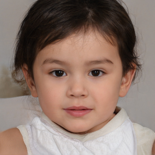 Neutral white child female with medium  brown hair and brown eyes