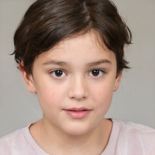 Neutral white child female with medium  brown hair and brown eyes