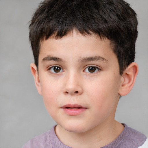 Neutral white child male with short  brown hair and brown eyes