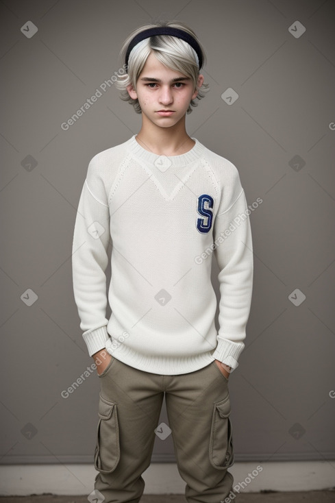 Uruguayan teenager boy with  white hair