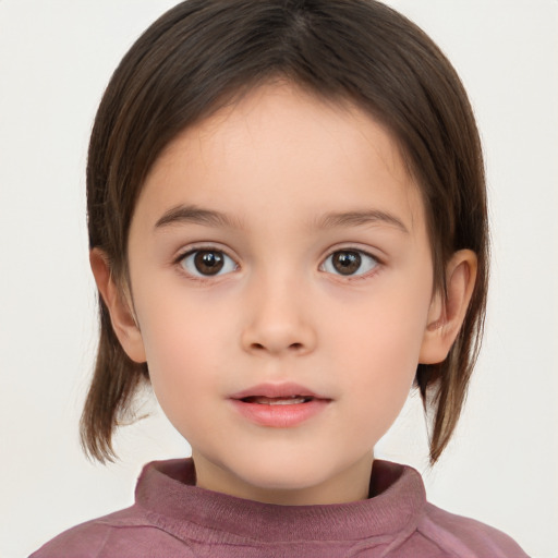 Neutral white child female with medium  brown hair and brown eyes