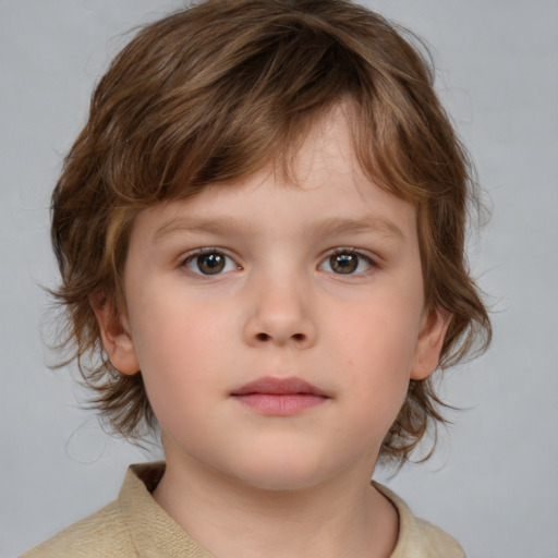 Neutral white child female with medium  brown hair and brown eyes