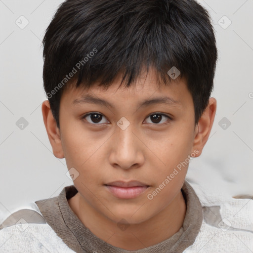 Neutral asian young-adult male with short  brown hair and brown eyes