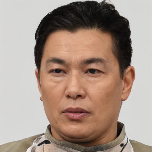 Joyful latino adult male with short  black hair and brown eyes