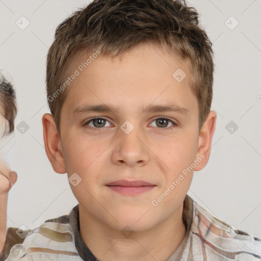 Neutral white child male with short  brown hair and brown eyes