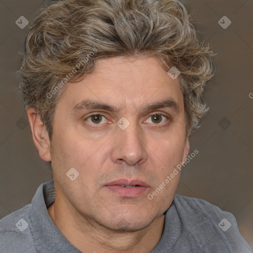 Neutral white adult male with short  brown hair and brown eyes