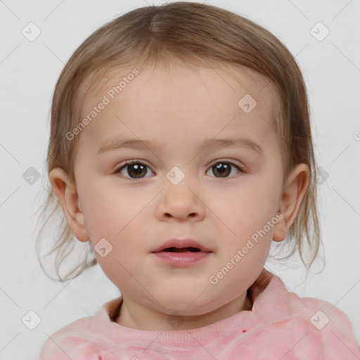 Neutral white child female with medium  brown hair and brown eyes