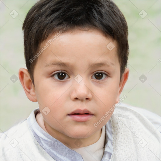 Neutral white child male with short  brown hair and brown eyes