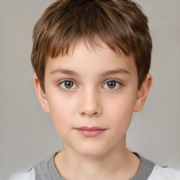 Neutral white child male with short  brown hair and brown eyes