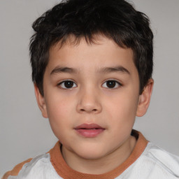 Neutral white child male with short  brown hair and brown eyes