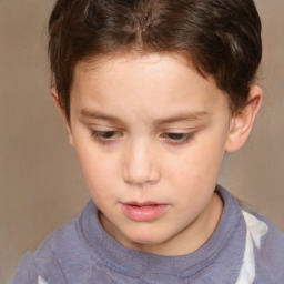 Neutral white child female with short  brown hair and brown eyes