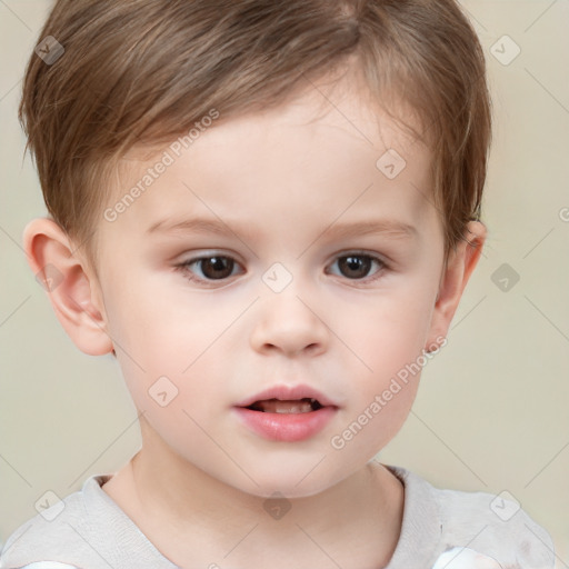 Neutral white child male with short  brown hair and brown eyes