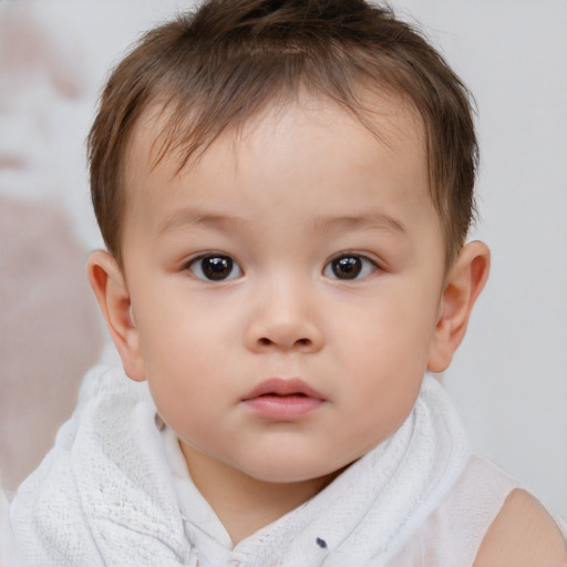 Neutral white child female with short  brown hair and brown eyes