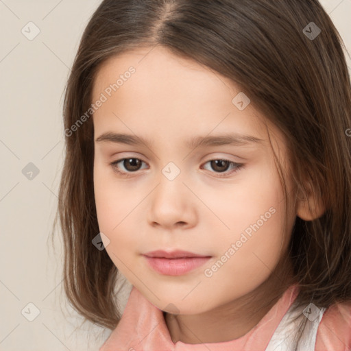 Neutral white child female with medium  brown hair and brown eyes